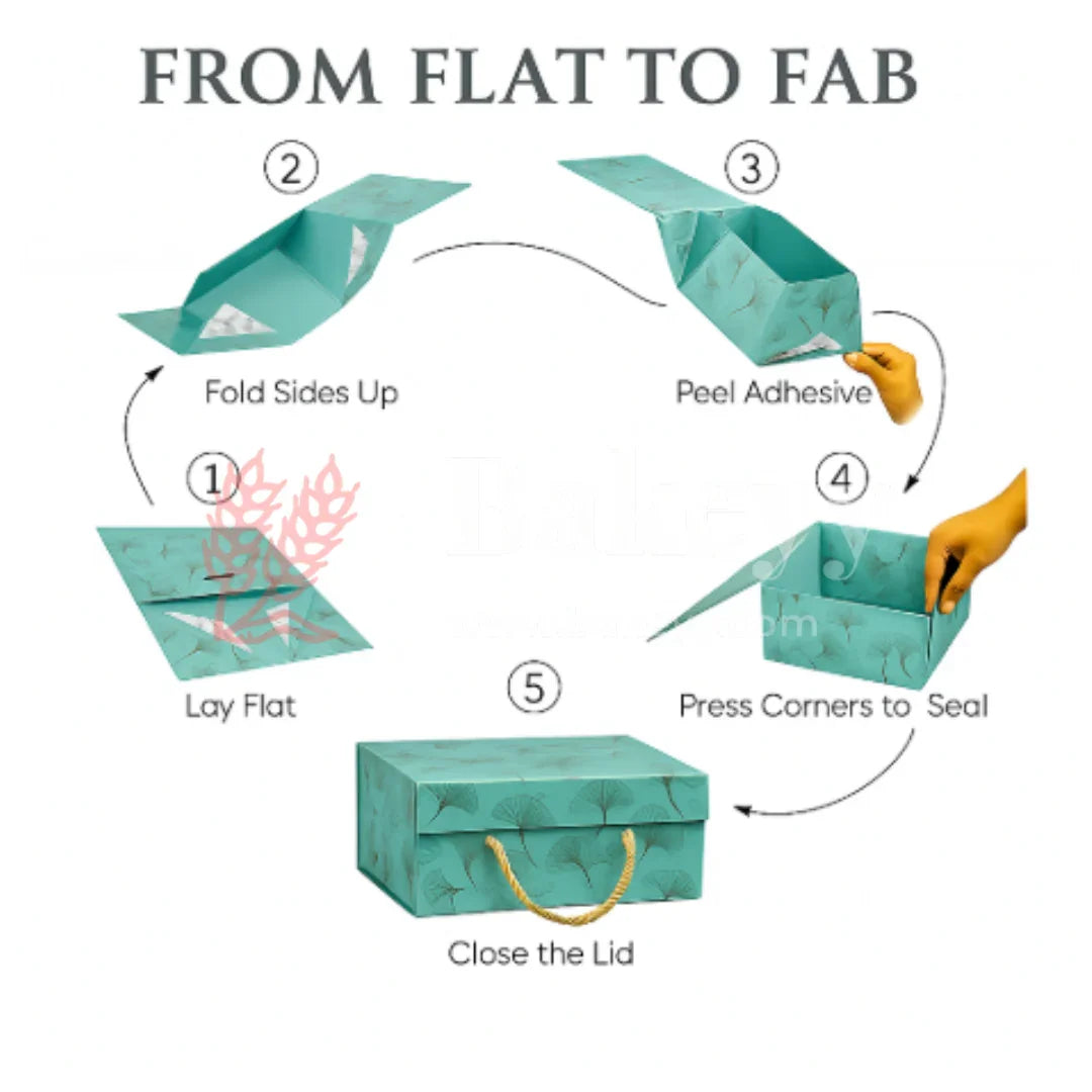 10x10x4 Inch | Aqua Blue Floral Print Collapsible Hamper Box with Rope Handle & 4 Cavities | Pack of 1