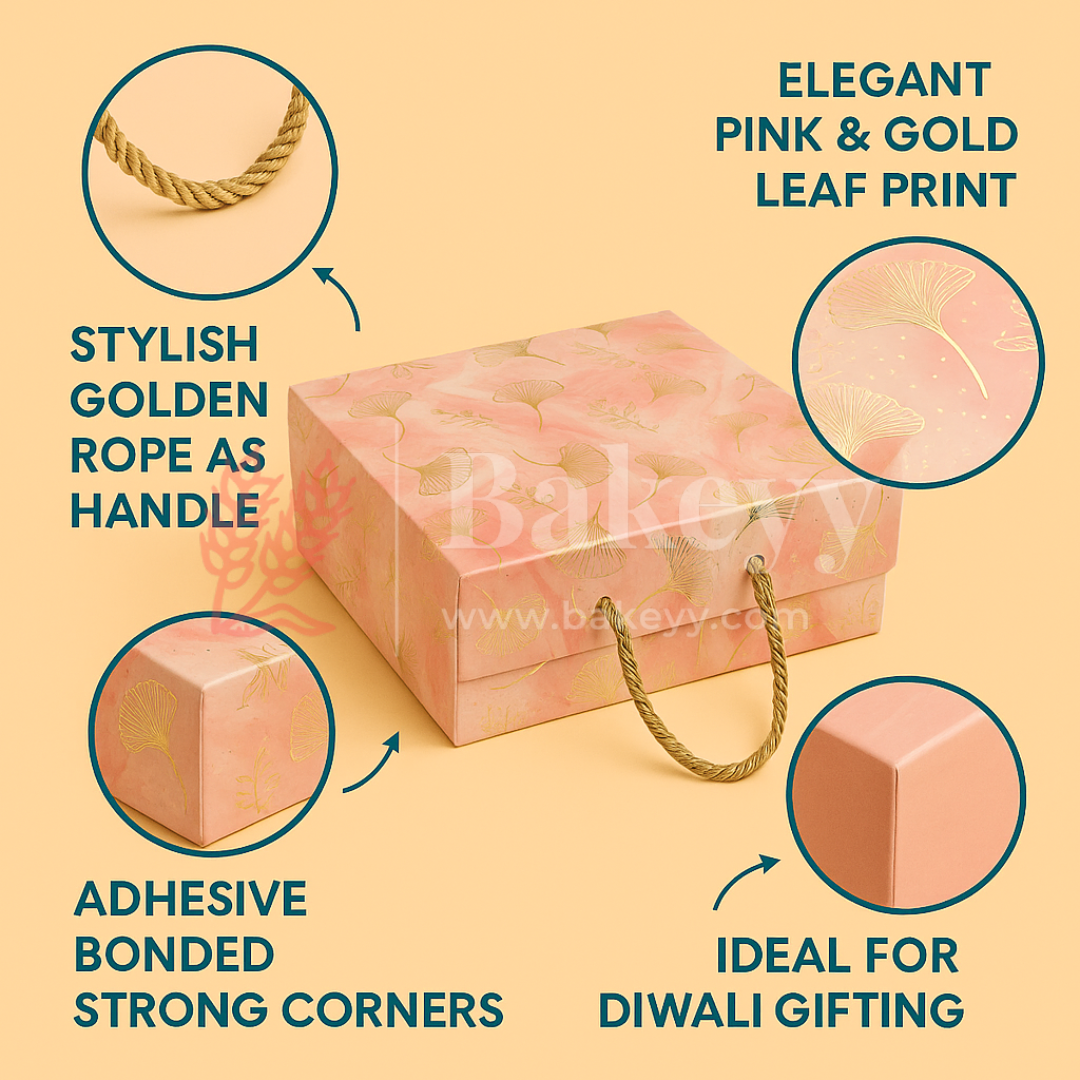 10x10x4 Inch | Peach Floral Print Collapsible Hamper Box with Rope Handle | Pack of 1
