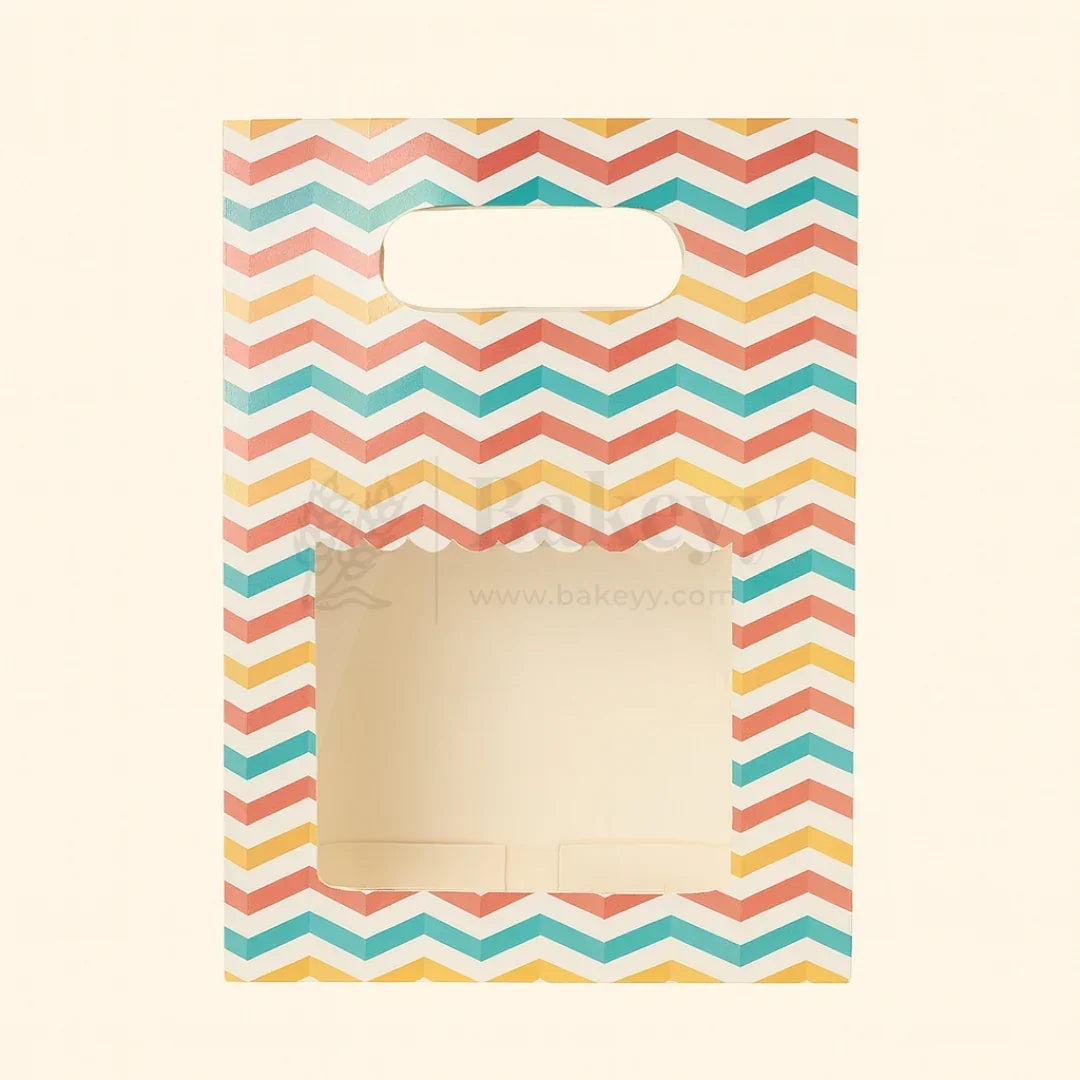 Rainbow Striped D-Cut Paper Bags| Pack of 10 - Bakeyy.com - India - Rainbow Striped D-Cut Paper Bags| Pack of 10 - Small
