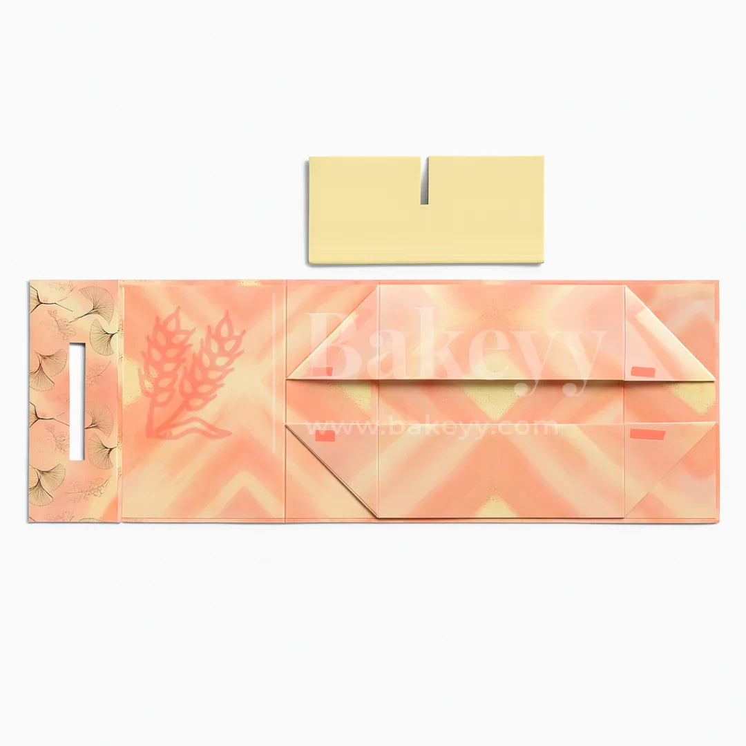 10x10x4 Inch | Peach Floral Print Collapsible Hamper Box with Rope Handle | Pack of 1