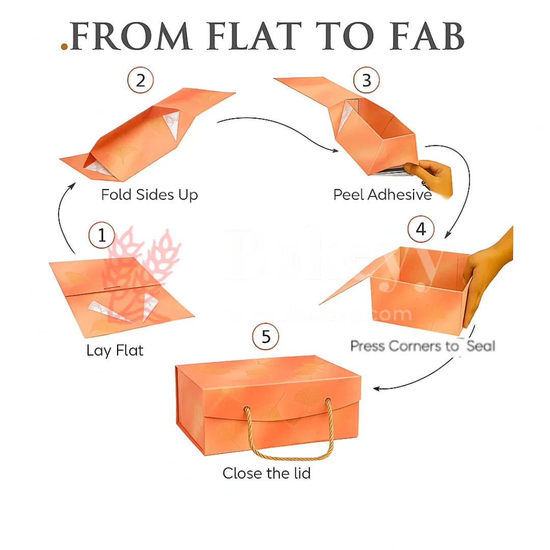 10x10x4 Inch | Peach Floral Print Collapsible Hamper Box with Rope Handle | Pack of 1