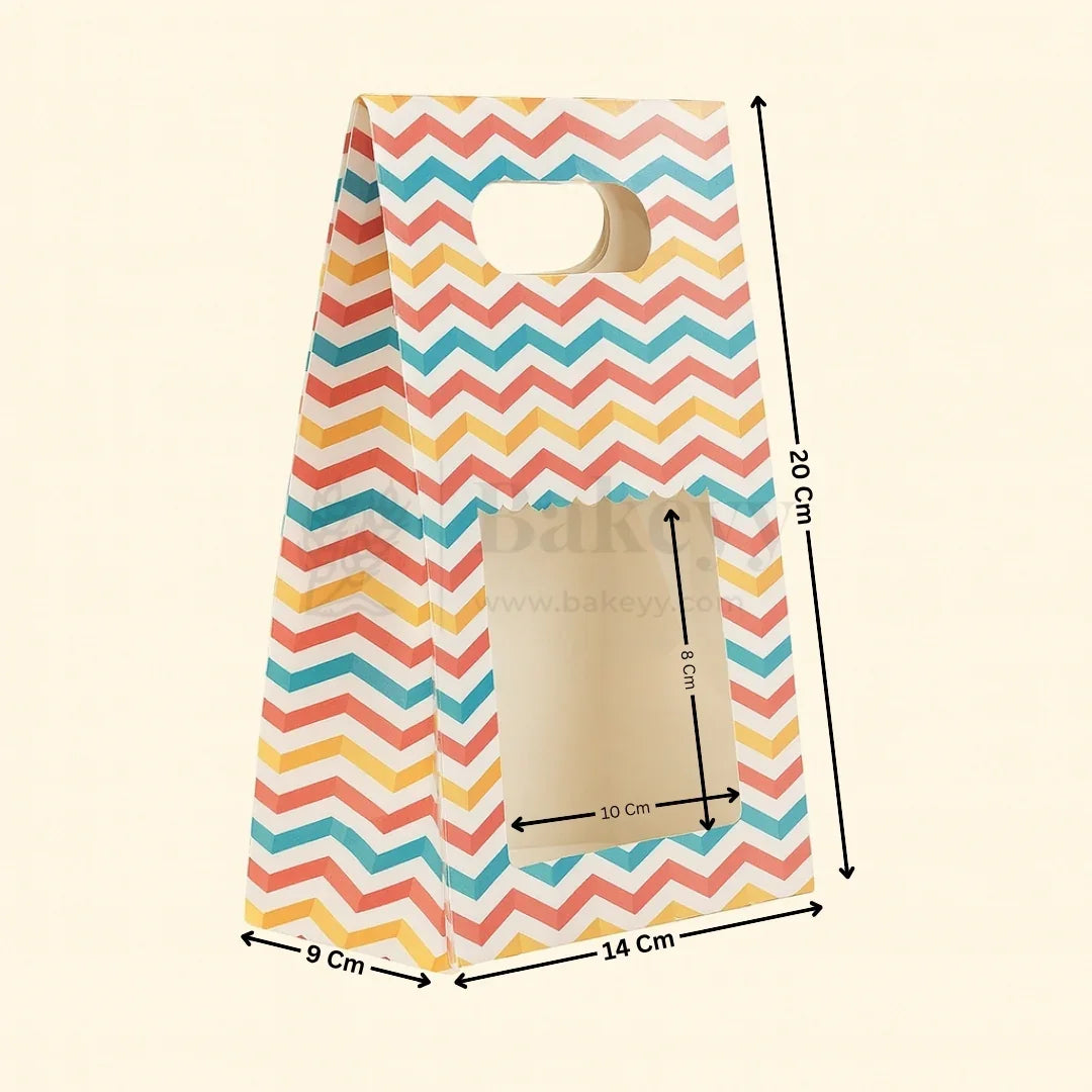 Rainbow Striped D-Cut Paper Bags| Pack of 10