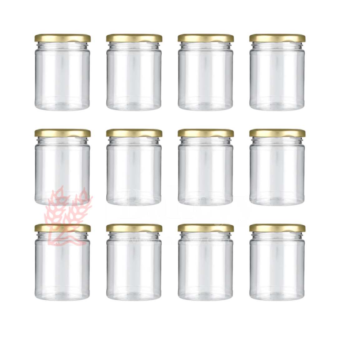 Elegant Clear Storage Jars with Stylish Golden Lids | Pack of 12