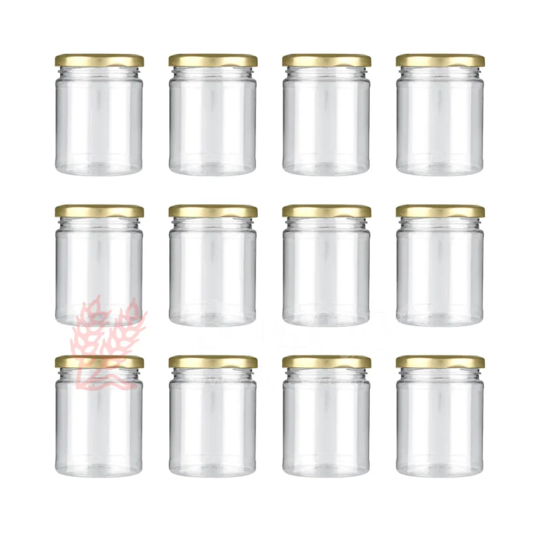 Elegant Clear Storage Jars with Stylish Golden Lids | Pack of 12