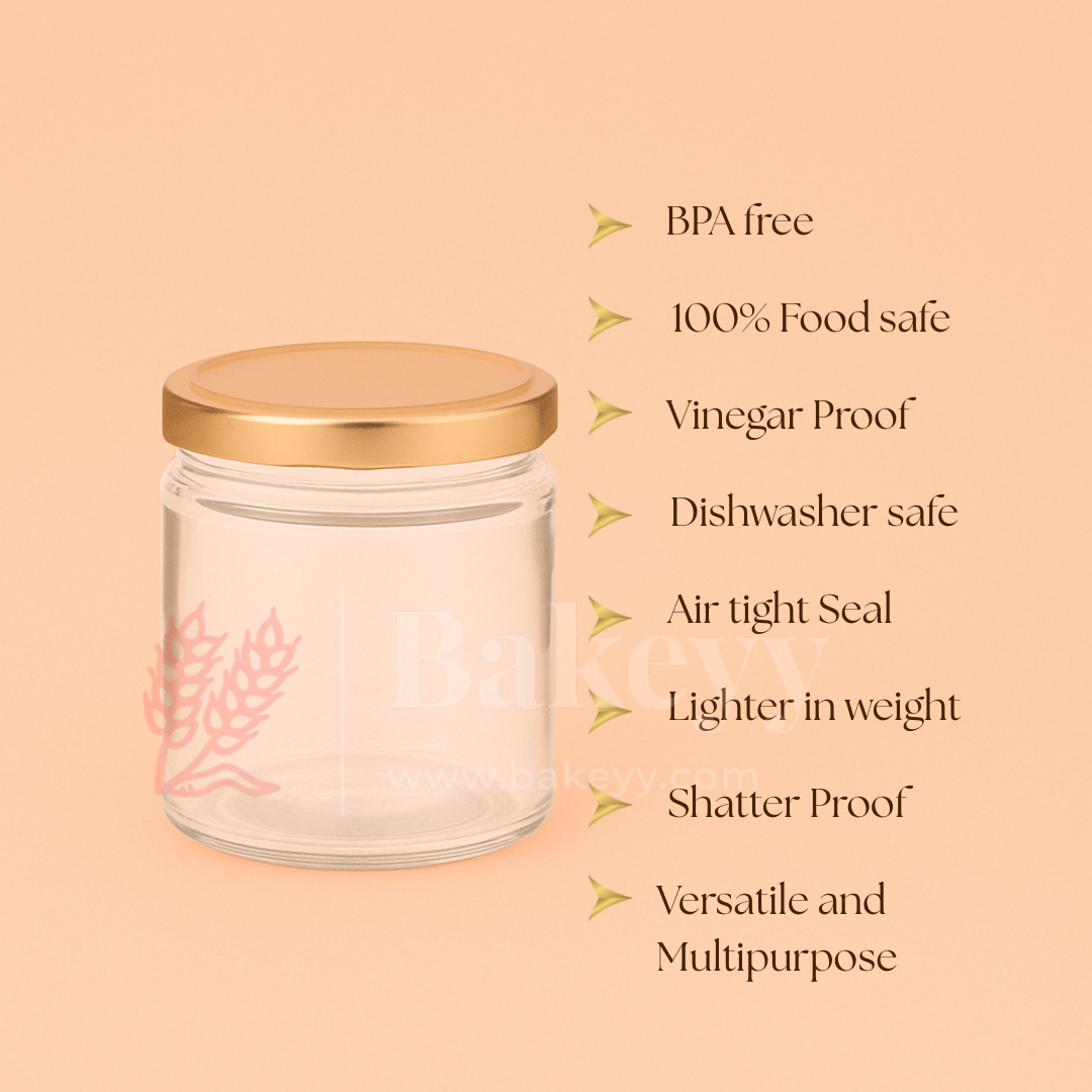 Elegant Clear Storage Jars with Stylish Golden Lids | Pack of 12