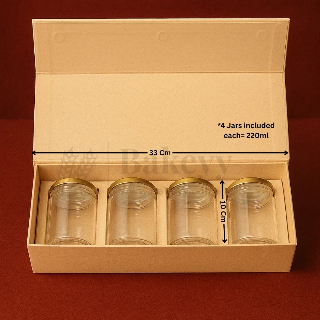 4 Jar Cream Colour Printed Hamper Box | 1 Piece - Bakeyy.com - India - 4 Jar Cream Colour Printed Hamper Box | 1 Piece - Default Title