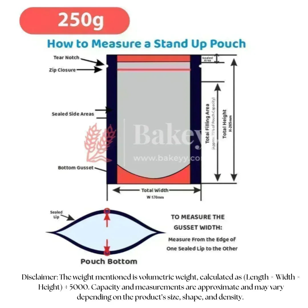 250g | 14x20x4 CM | Kraft Zip Lock Pouch |Window Brown Zip lock Pouch | Standing Pouch | Pack of 100 - Bakeyy.com - India - 250g | 14x20x4 CM | Kraft Zip Lock Pouch |Window Brown Zip lock Pouch | Standing Pouch | Pack of 100 - 250g / 14x20x4