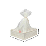 Silver Crystal Mesh Gifting Tray with Ivory Net Cover and Tassel Accents | Luxury Hamper for Special Occasions - Bakeyy.com - India - Silver Crystal Mesh Gifting Tray with Ivory Net Cover and Tassel Accents | Luxury Hamper for Special Occasions - Small