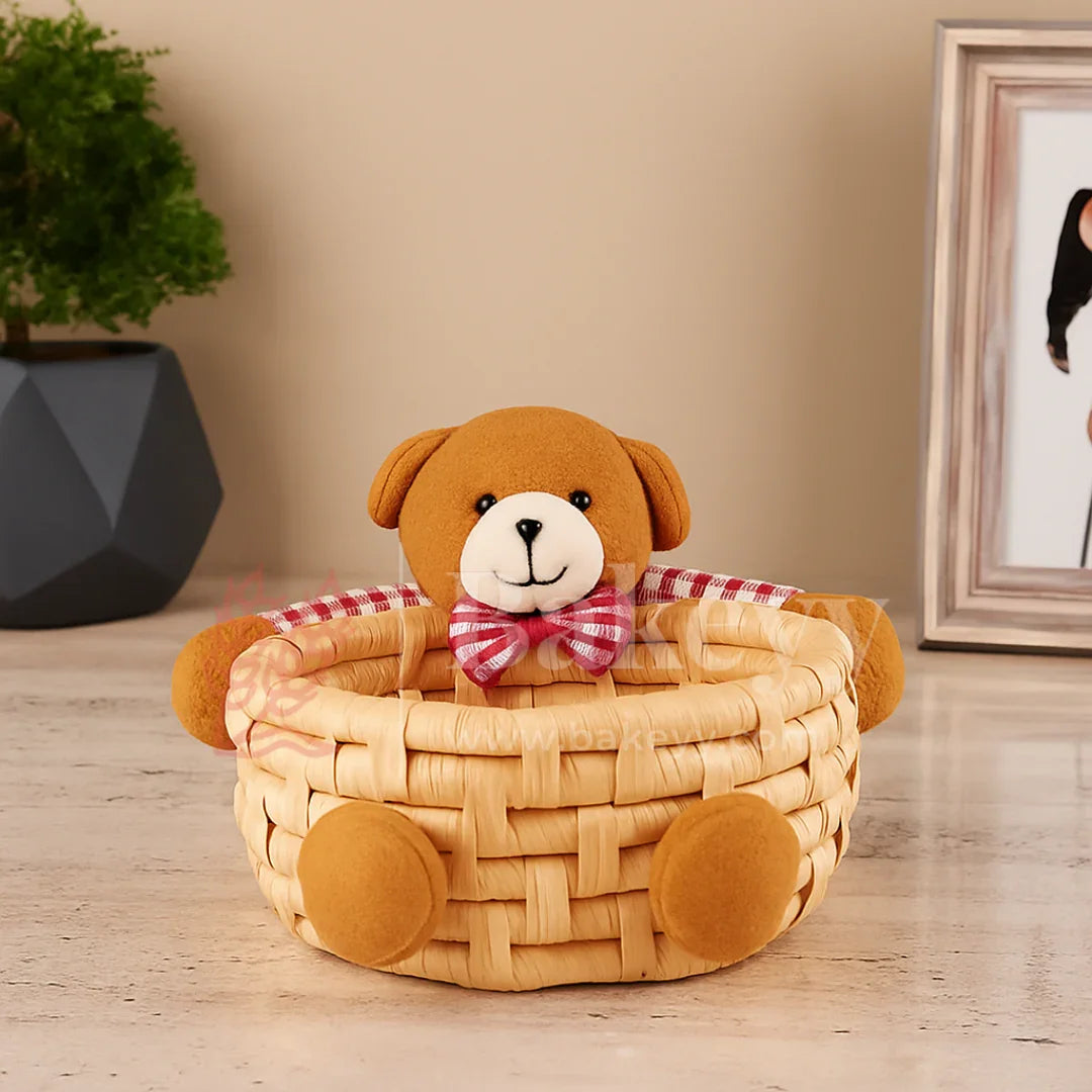 Cute Teddy Basket for Gifting, Hampers & Home Décor | Pack of 1 - Bakeyy.com - India - Cute Teddy Basket for Gifting, Hampers & Home Décor | Pack of 1 - Red