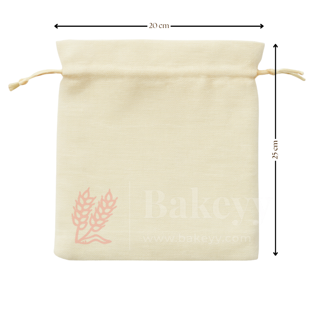 Foam Synthetic Jute Drawstring Gift Pouch with Golden Strings