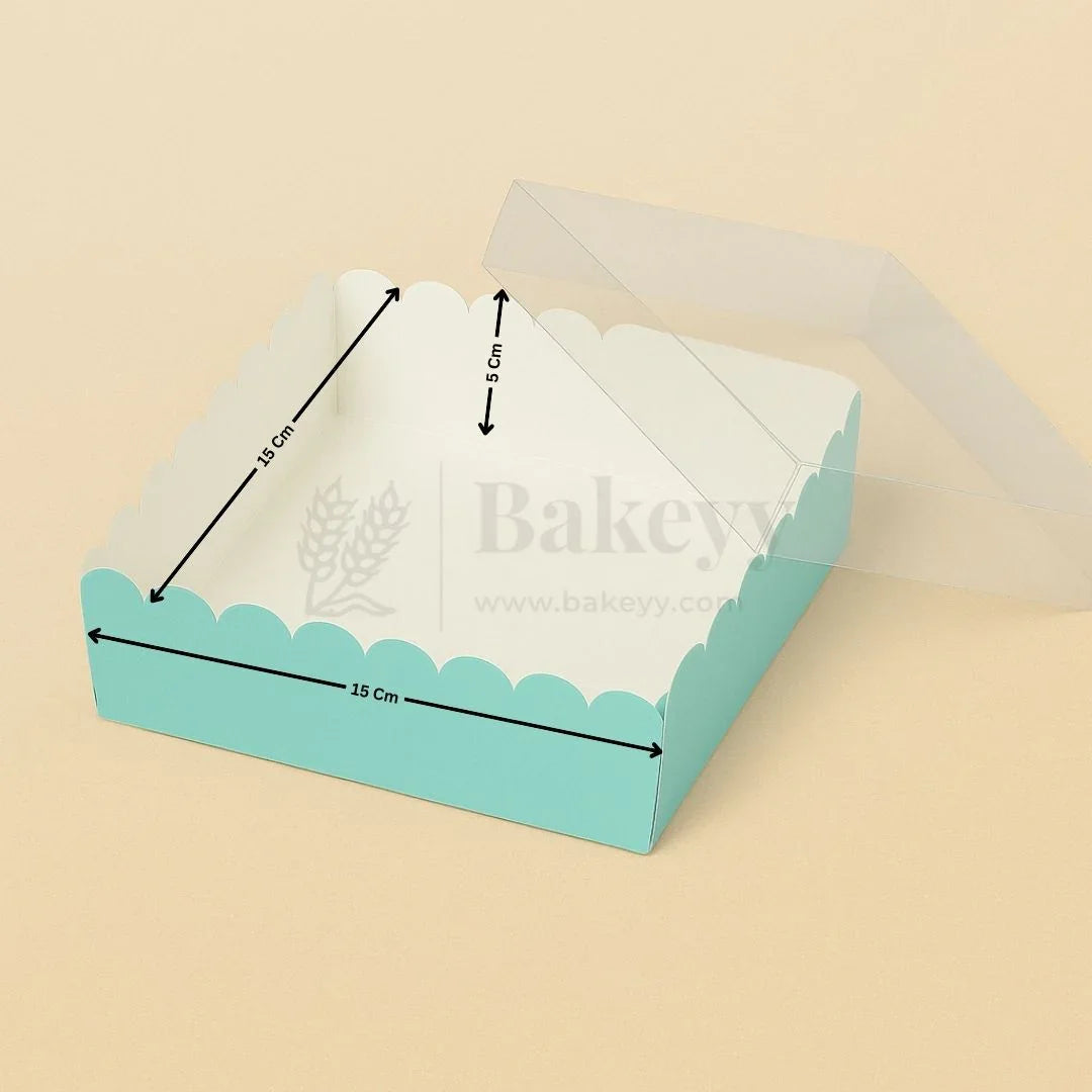 Light Green Colour 4 Brownie Box With Transparent Lid | Pack of 10 - Bakeyy.com - India - Light Green Colour 4 Brownie Box With Transparent Lid | Pack of 10 - Default Title