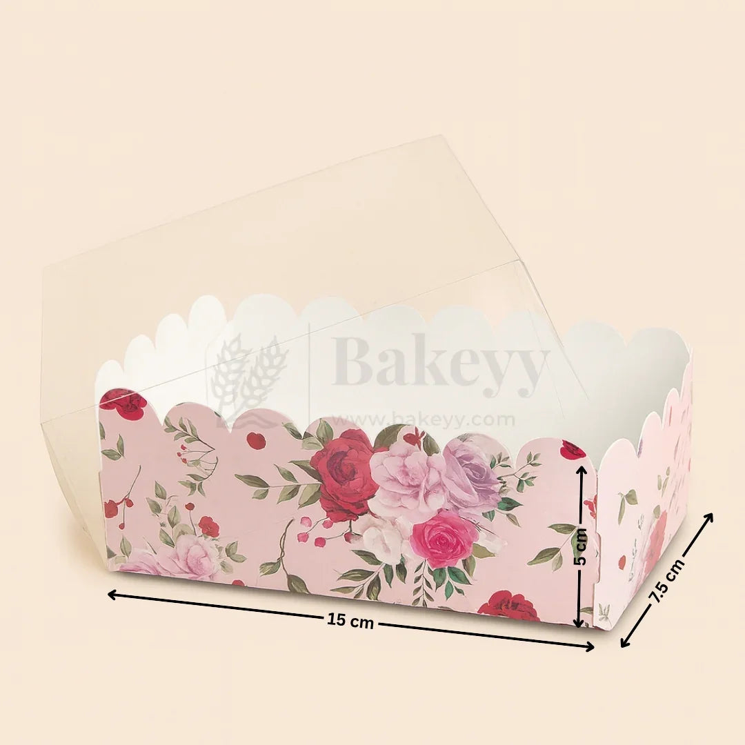 Pink Floral Print 2 Borwnie Box With Transparent Lid | Pack of 50 - Bakeyy.com - India - Pink Floral Print 2 Borwnie Box With Transparent Lid | Pack of 50 - Default Title