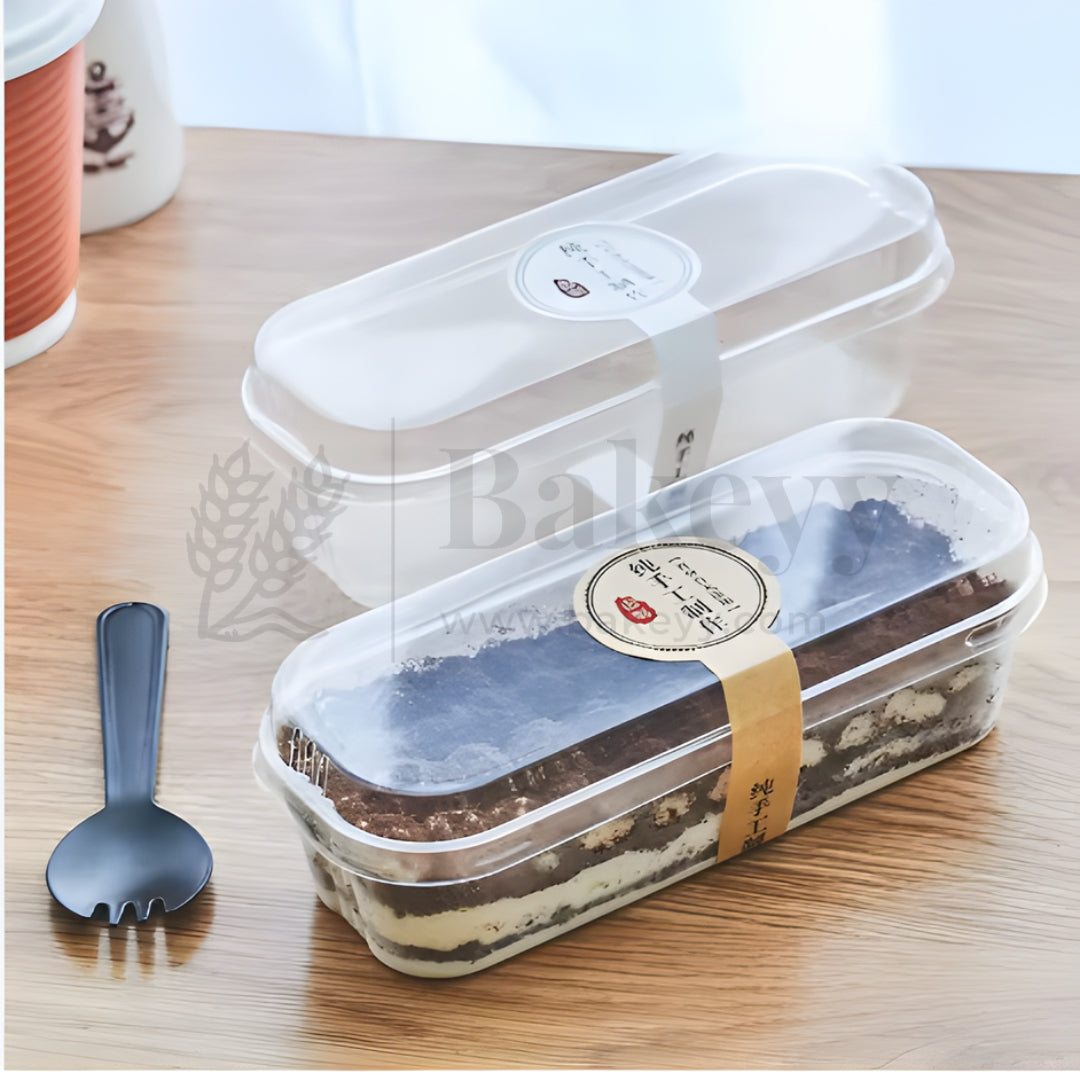 Disposable Rectangle Dessert Container| Pack of 50 | Suitable for Brownies, Indian Milk Mithai, Tres leches Cake