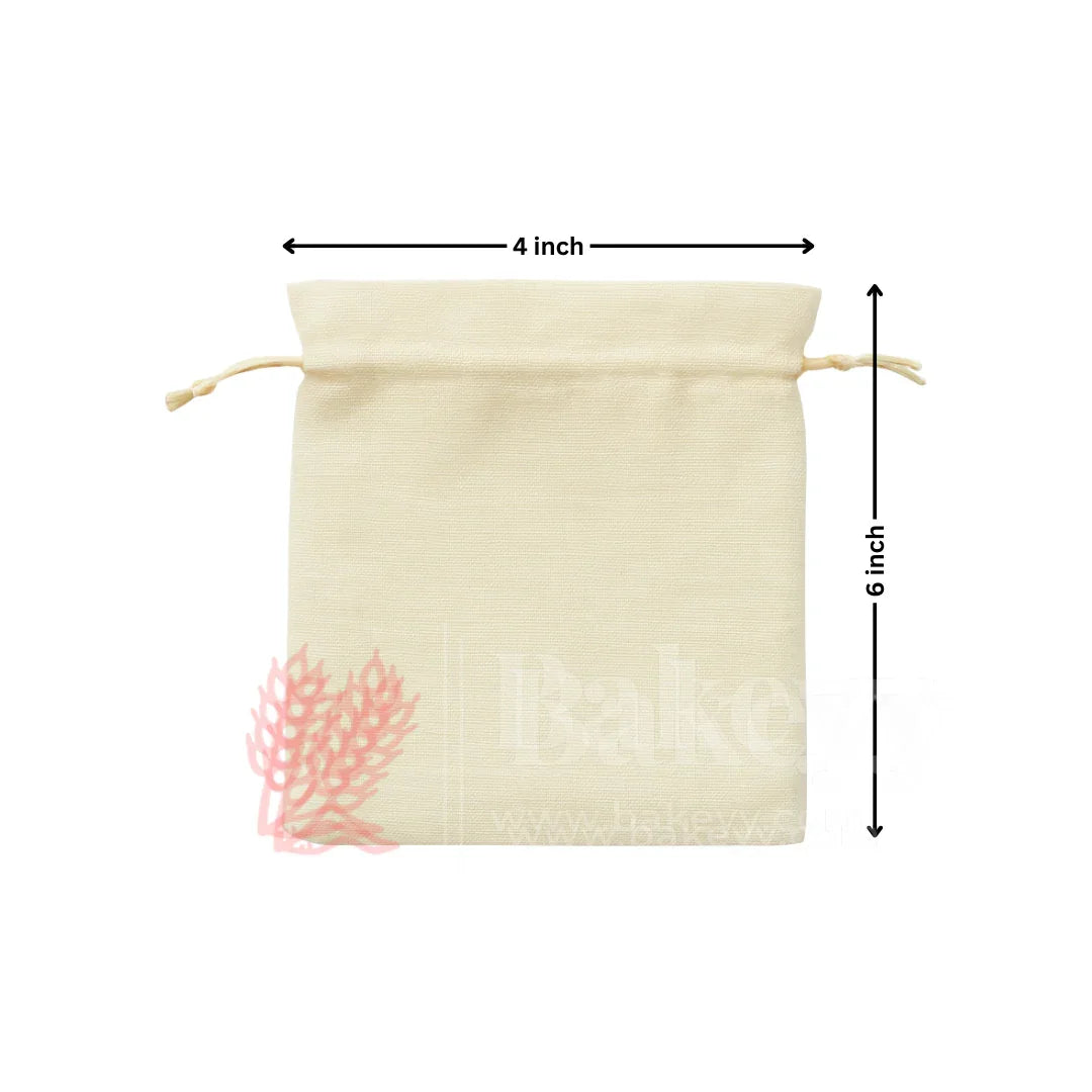 Foam Synthetic Jute Drawstring Gift Pouch with Golden Strings