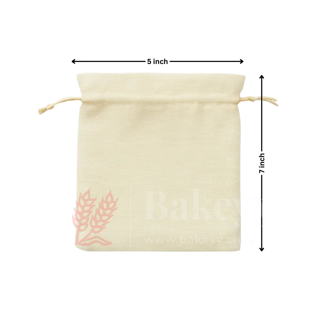 Foam Synthetic Jute Drawstring Gift Pouch with Golden Strings