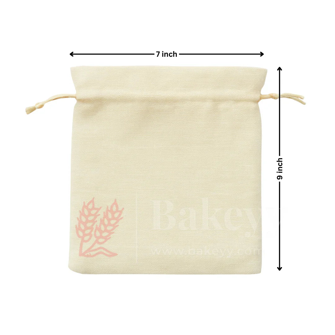 Foam Synthetic Jute Drawstring Gift Pouch with Golden Strings