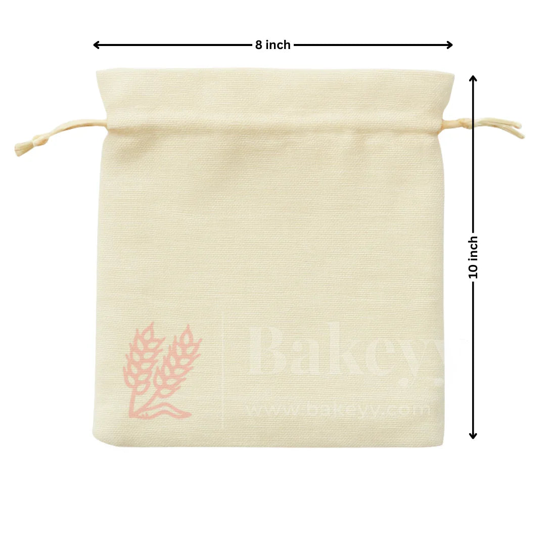 Foam Synthetic Jute Drawstring Gift Pouch with Golden Strings