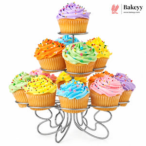 3-Tier Metal Cupcake Stand with Spiral Holders | 13-Piece Cupcake & Dessert Display Stand | Elegant Party & Bakery Stand | Pack of 1