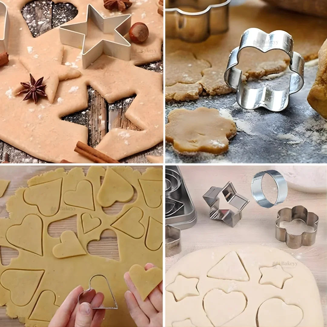 Cookie Cutter Set with Tin Storage Box | Multiple Shape with 3 Sizes Each Shape | Premium Metal Finish | Pack of 1