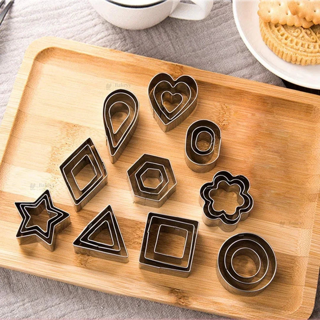 Cookie Cutter Set with Tin Storage Box | Multiple Shape with 3 Sizes Each Shape | Premium Metal Finish | Pack of 1
