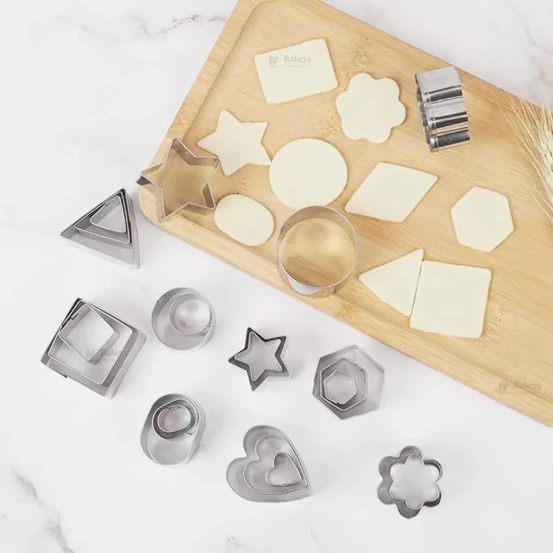 Cookie Cutter Set with Tin Storage Box | Multiple Shape with 3 Sizes Each Shape | Premium Metal Finish | Pack of 1