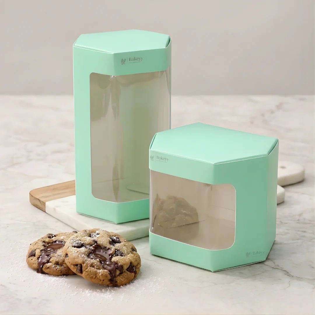 Cookie Box with Window | Slim Paperboard Packaging Box | 2 Sizes Available | Pack of 25