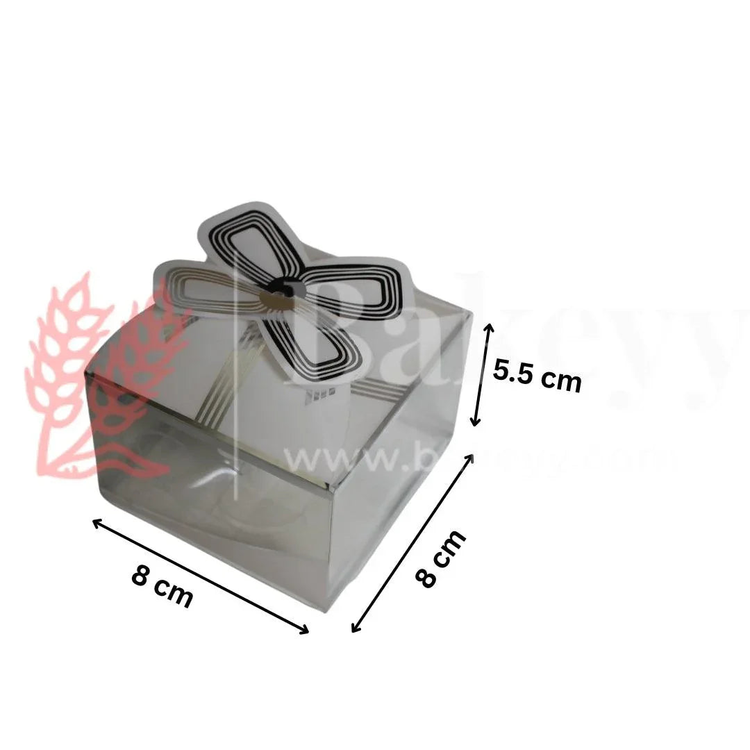 Bow With Heart White Square Box | PVC Chocolate Box | Gift Box | Goodie Box | Pack of 10 - Bakeyy.com - India - Bow With Heart White Square Box | PVC Chocolate Box | Gift Box | Goodie Box | Pack of 10 - Default Title