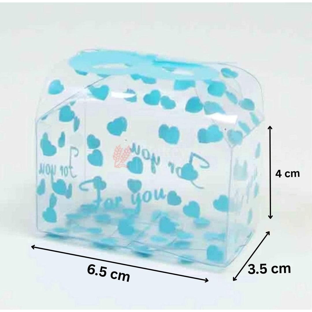 Blue Heart-Themed Gift Boxes with "For You" Text | PVC Chocolate Box | Gift Box | Goodie Box | J 21 | Pack of 10 - Bakeyy.com - India - Blue Heart-Themed Gift Boxes with "For You" Text | PVC Chocolate Box | Gift Box | Goodie Box | J 21 | Pack of 10 - Default Title