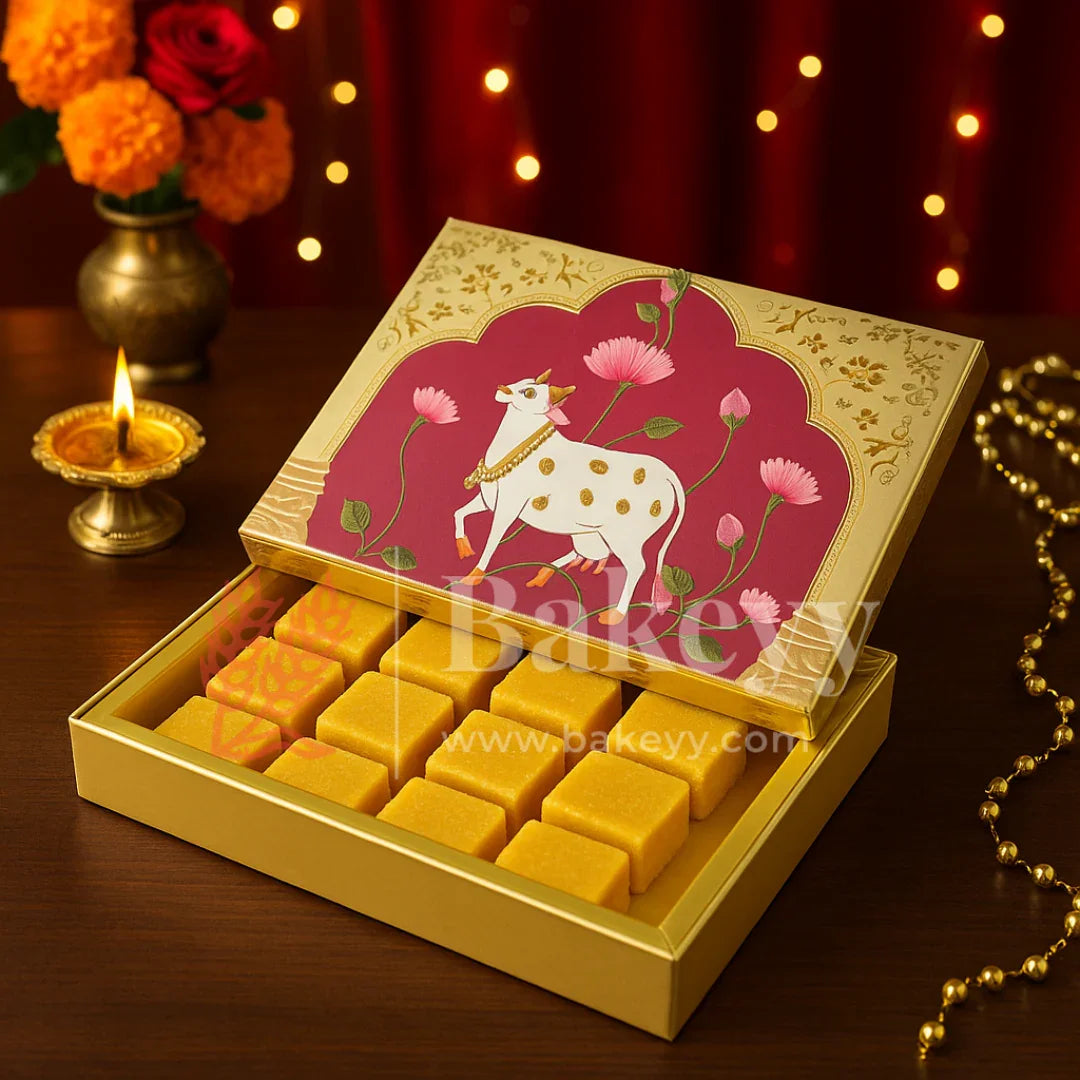 One Kg Sweet Box | 10.5x7.5x1.5 Inch | Cow Print Premium Sweet and Chocolate box | Cow Print | 1 Piece