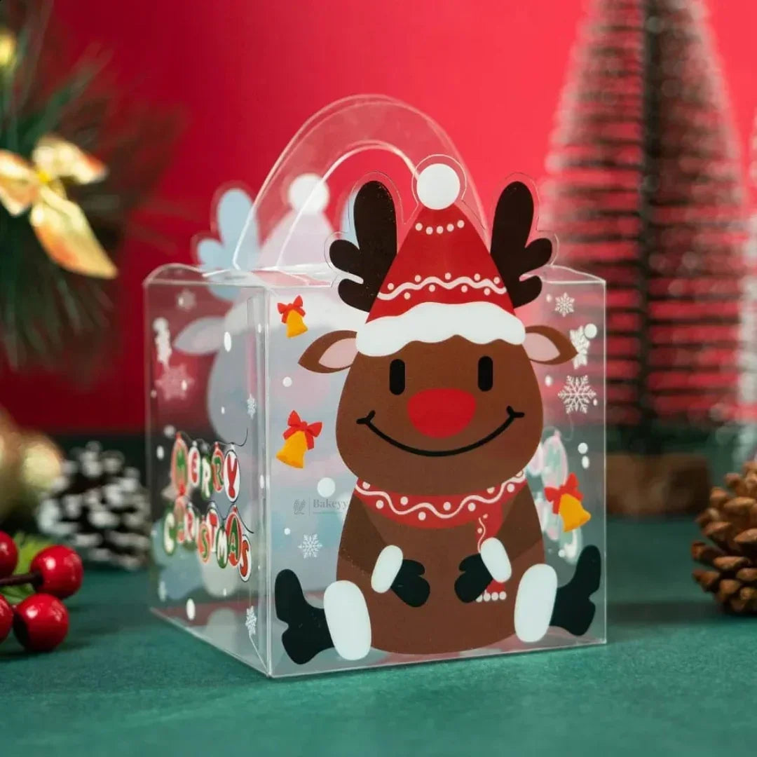 Christmas Goodie Box with Handle | Festive Treat & Gift Box | Pack of 10 - Bakeyy.com - India - Christmas Goodie Box with Handle | Festive Treat & Gift Box | Pack of 10 - Design 3 260.00