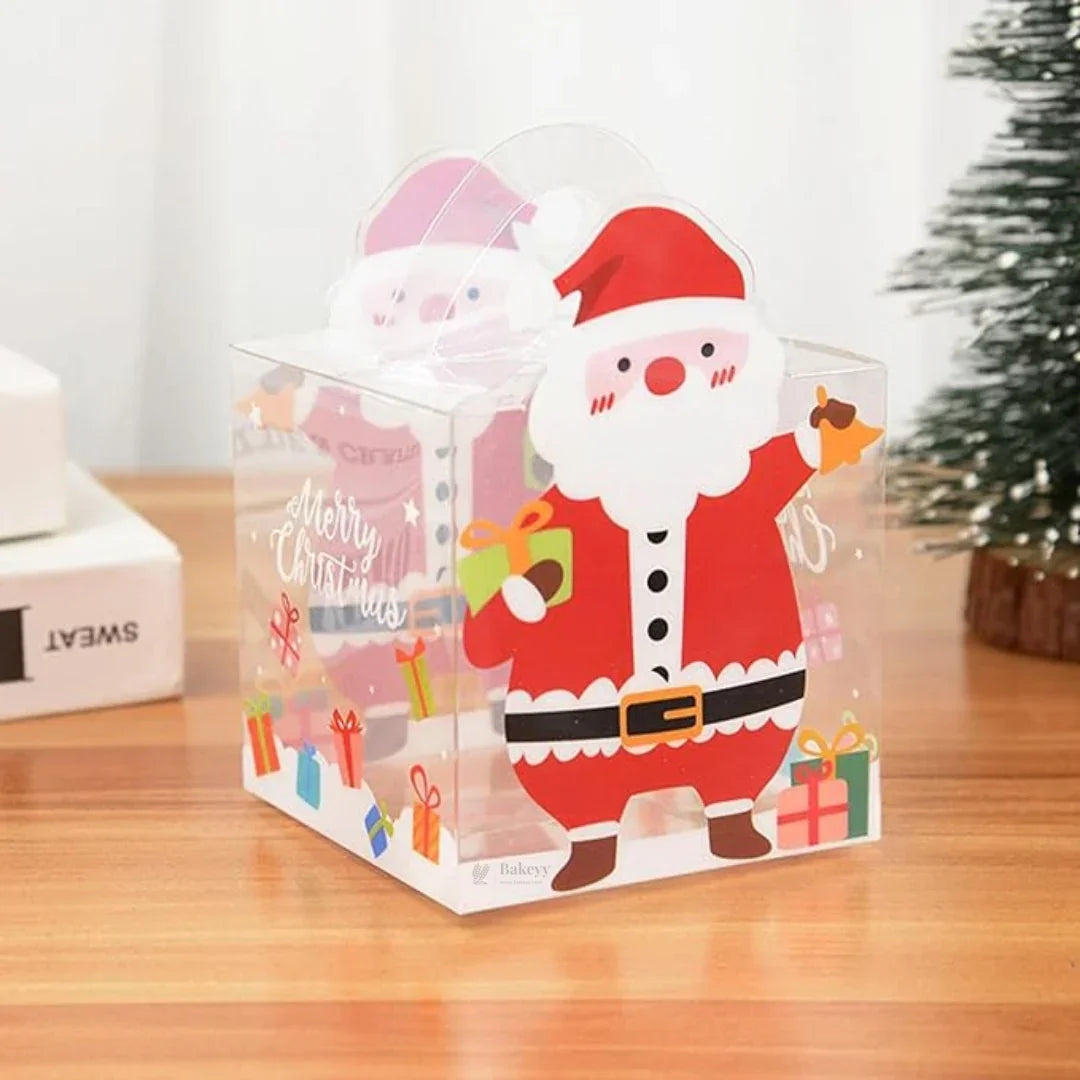 Christmas Goodie Box with Handle | Festive Treat & Gift Box | Pack of 10 - Bakeyy.com - India - Christmas Goodie Box with Handle | Festive Treat & Gift Box | Pack of 10 - Design 1 260.00