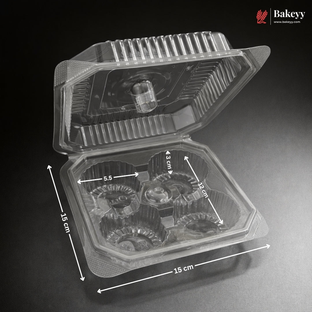 Clear Stackable Cavity Cupcake Boxes | Pack of 25 - Bakeyy.com - India - Clear Stackable Cavity Cupcake Boxes | Pack of 25 - 2 Cupcake | Pack of 25