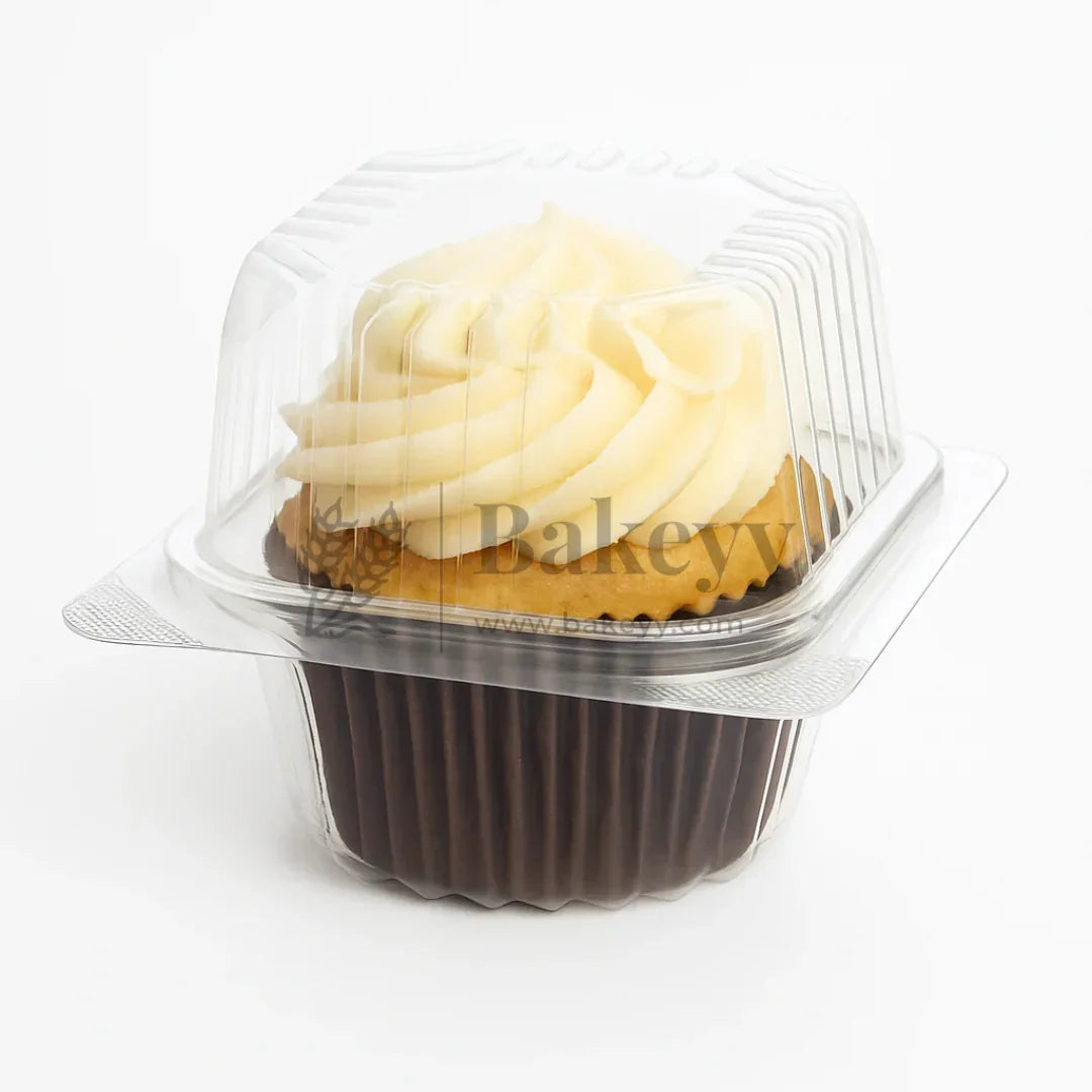 Clear Stackable One Cavity Cupcake Boxes | Pack of 50 - Bakeyy.com - India - Clear Stackable One Cavity Cupcake Boxes | Pack of 50 - Default Title