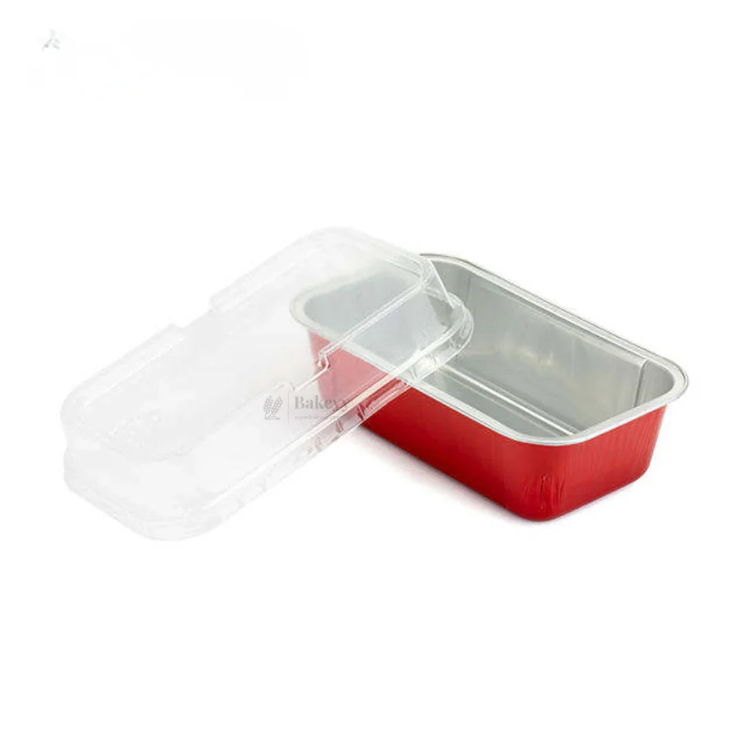 Aluminum Foil Baking Containers with Transparent Lid | Rectangle Tins | Bake N Serve | Pack of 100
