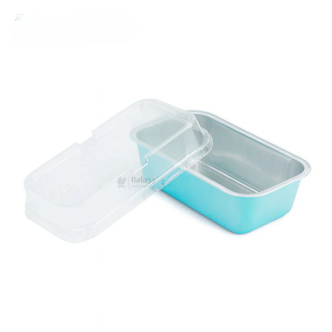 Aluminum Foil Baking Containers with Transparent Lid | Rectangle Tins | Bake N Serve | Pack of 100