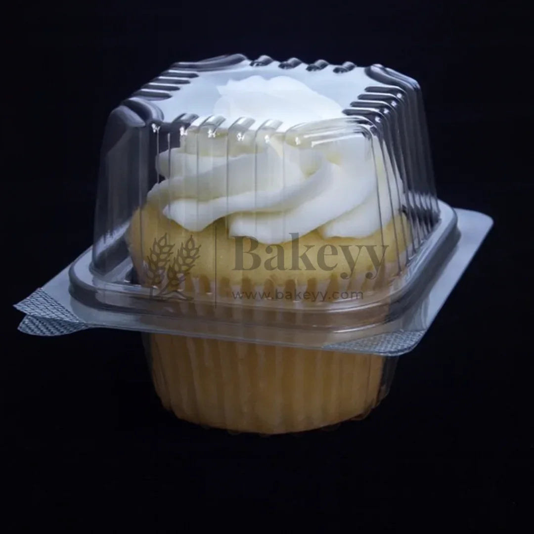 Clear Stackable One Cavity Cupcake Boxes | Pack of 50 - Bakeyy.com - India - Clear Stackable One Cavity Cupcake Boxes | Pack of 50 - Default Title