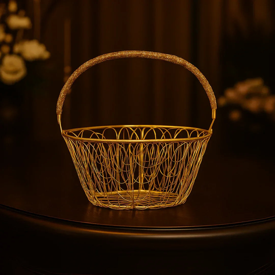 Oval Metal Hamper Basket | Gifting and Decorative Purpose | 1 Piece - Bakeyy.com - India - Oval Metal Hamper Basket | Gifting and Decorative Purpose | 1 Piece - Small 120.00