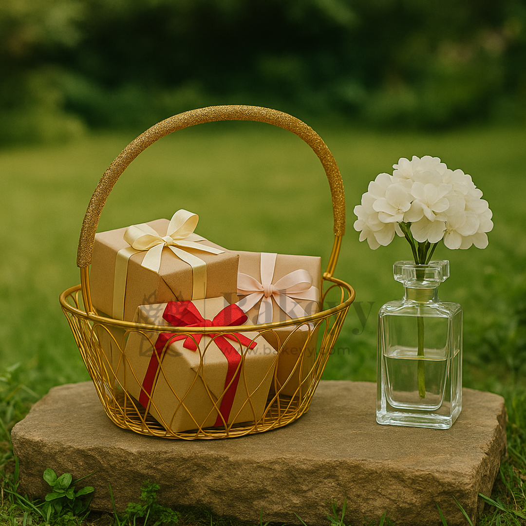 Oval Metal Hamper Basket | Gifting and Decorative Purpose | 1 Piece