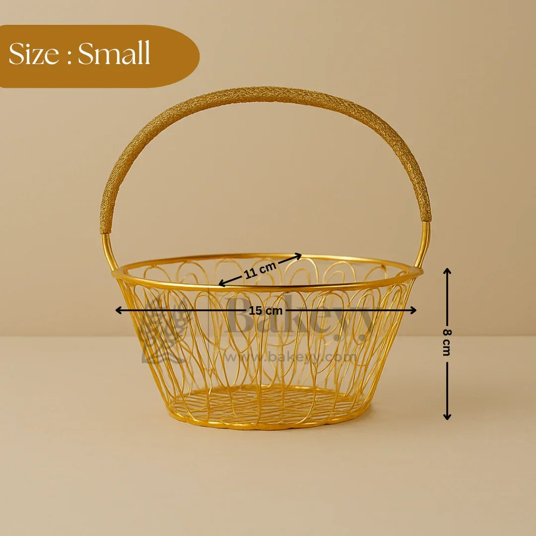Oval Metal Hamper Basket | Gifting and Decorative Purpose | 1 Piece - Bakeyy.com - India - Oval Metal Hamper Basket | Gifting and Decorative Purpose | 1 Piece - Small 120.00