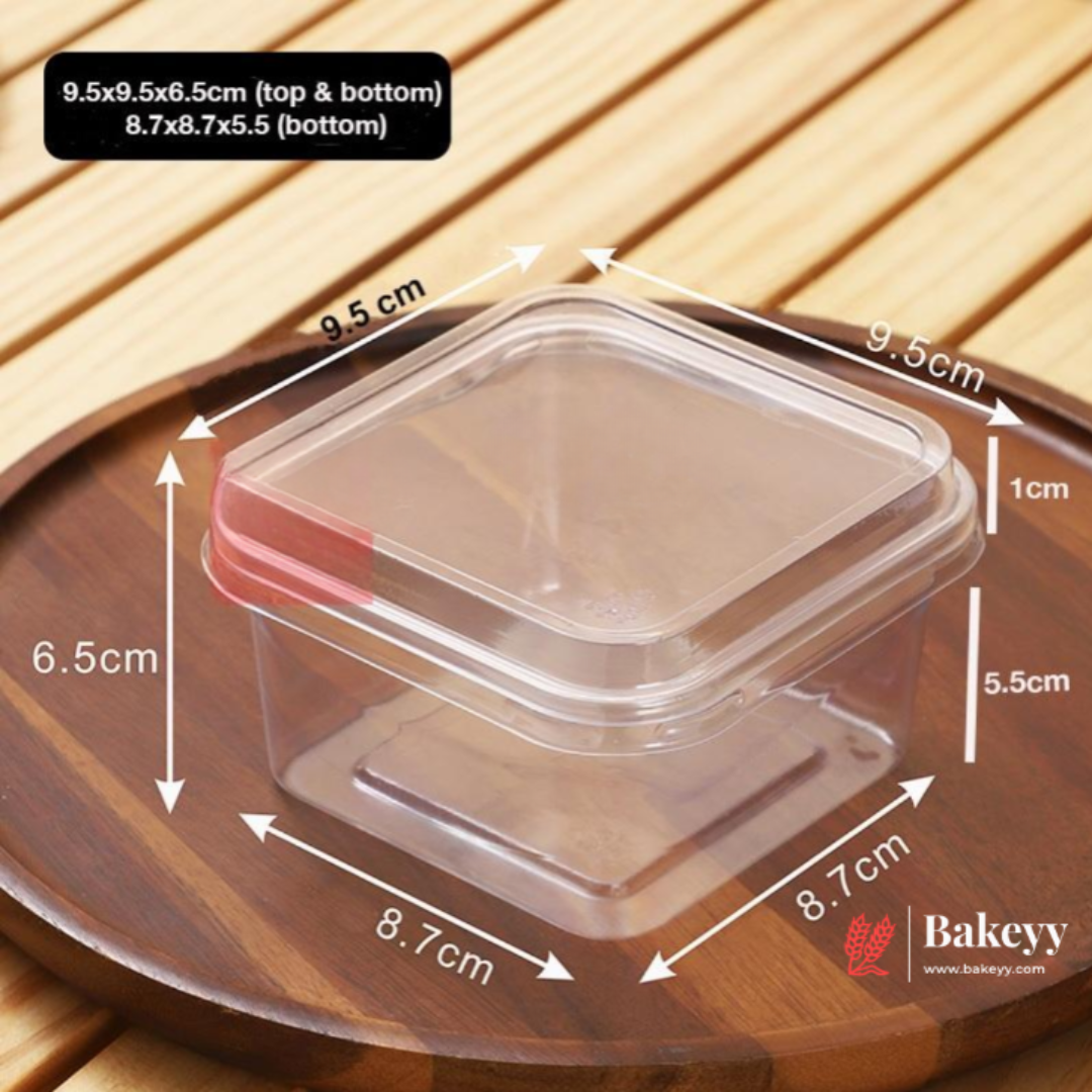 PET Transparent Food Box with Lid | Tiramisu Box | Dessert Containers | Pack of 50