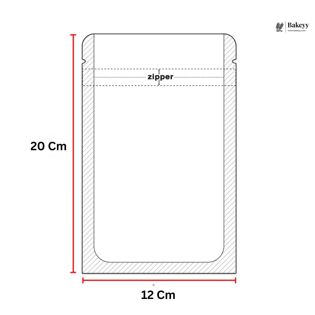 Kraft Ziplock Pouch With Silver Foiling | Pack of 100 - Bakeyy.com - India - Kraft Ziplock Pouch With Silver Foiling | Pack of 100 - 12 x 20 Cm 550.00