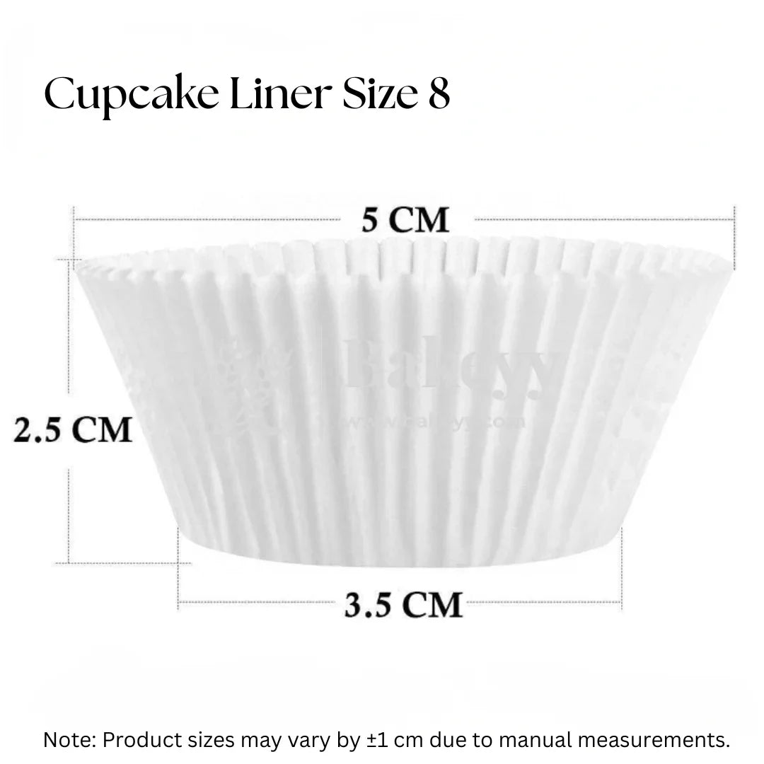 Cupcake liner size 8, 5 cm top diameter, 3.5 cm base, 2.5 cm height, Bakeyy baking supply