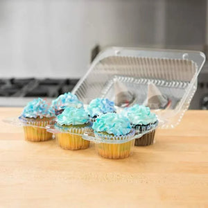 Clear Stackable Cavity Cupcake Boxes | Pack of 25 - Bakeyy.com - India - Clear Stackable Cavity Cupcake Boxes | Pack of 25 - 6 Cupcake