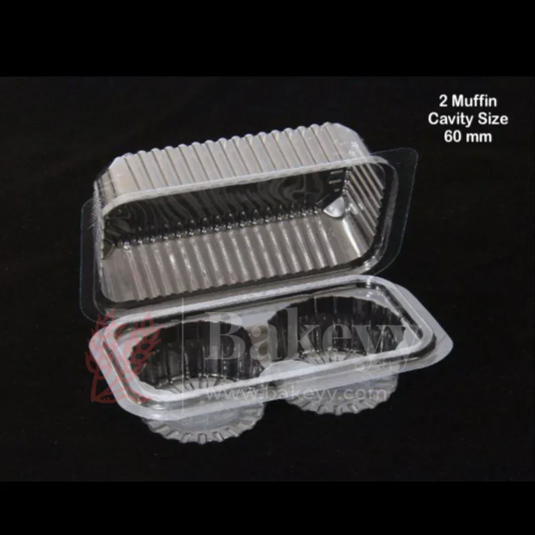 Clear Stackable Cavity Cupcake Boxes | Pack of 25 - Bakeyy.com - India - Clear Stackable Cavity Cupcake Boxes | Pack of 25 - 2 Cupcake | Pack of 25