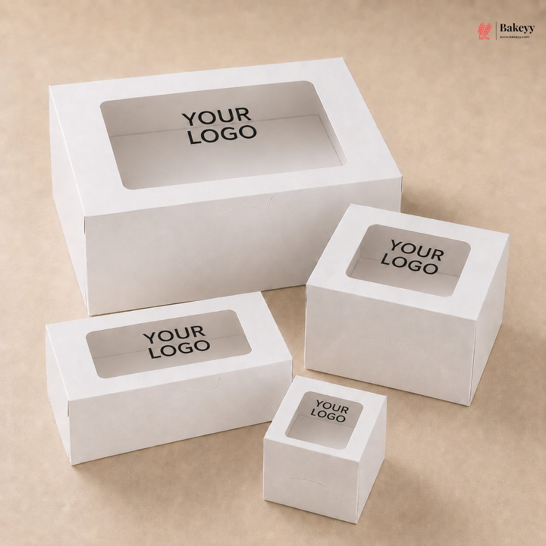 Custom Logo Print Cupcake Box | Without Handle Cupcake Boxes | White Color | Pack of 250