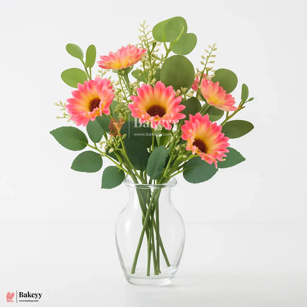 Artificial Gerbera Daisy Flower Bunch – 42cm | Gradient Of Pink And Yellow| Decorative Stick for Home & Events | Pack Of 1