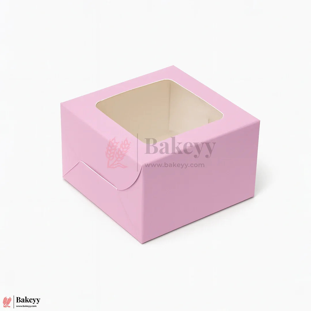 3x3x2 inch | 1 Brownie Box with Window – Pink | cookie packaging box | cookie box with clear window | Gift box | Pack of 50
