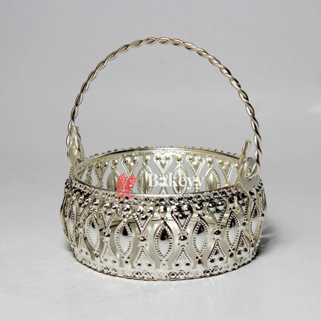4 inch| Silver Plated Decorative Baskets For Gifts| Gift Baskets For Dry Fruits Gift Hampers, Return Gift for wedding, Anniversary, Birthday, house warming - Bakeyy.com - India - 4 inch| Silver Plated Decorative Baskets For Gifts| Gift Baskets For Dry Fruits Gift Hampers, Return Gift for wedding, Anniversary, Birthday, house warming - Default Title