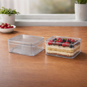 D78-500ml_Clear_Square_Plastic_Dessert_Container_with_Lid - Bakeyy.com