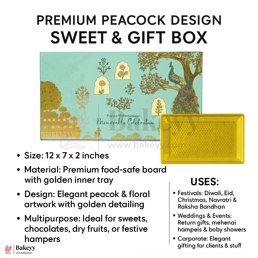 One Kg Sweet Box Premium Peacock Design Sweet & Gift Box | Elegant Festive Packaging | Pack Of 10